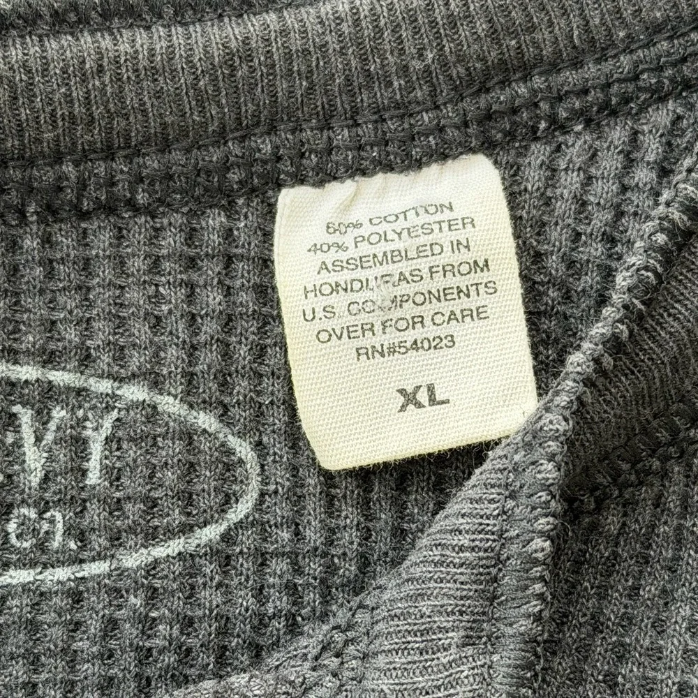 Vintage Thermal Henley Mens XL Charcoal Gray Dexter Morgan Kill Shirt Y2K Grunge